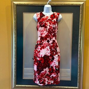 Calvin Klein Pink Floral Scuba Sheath Dress, Size 6